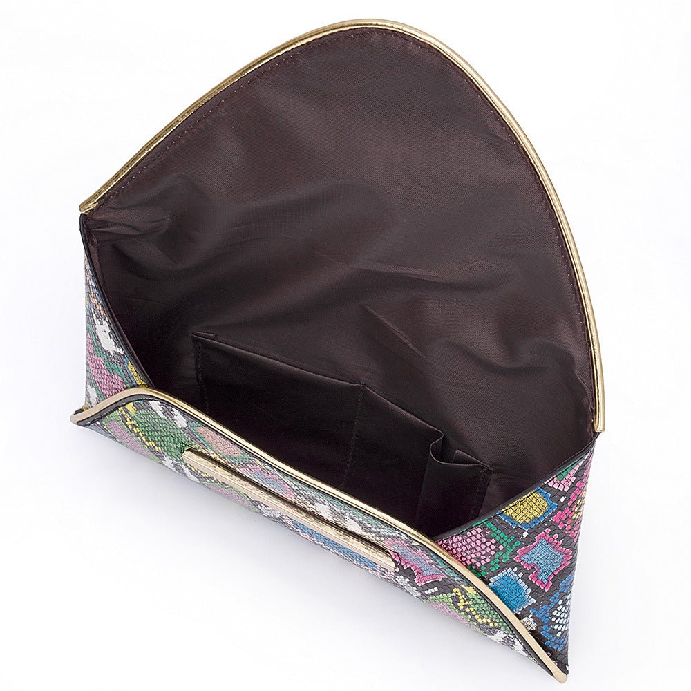 Snake print clutch handbag Green