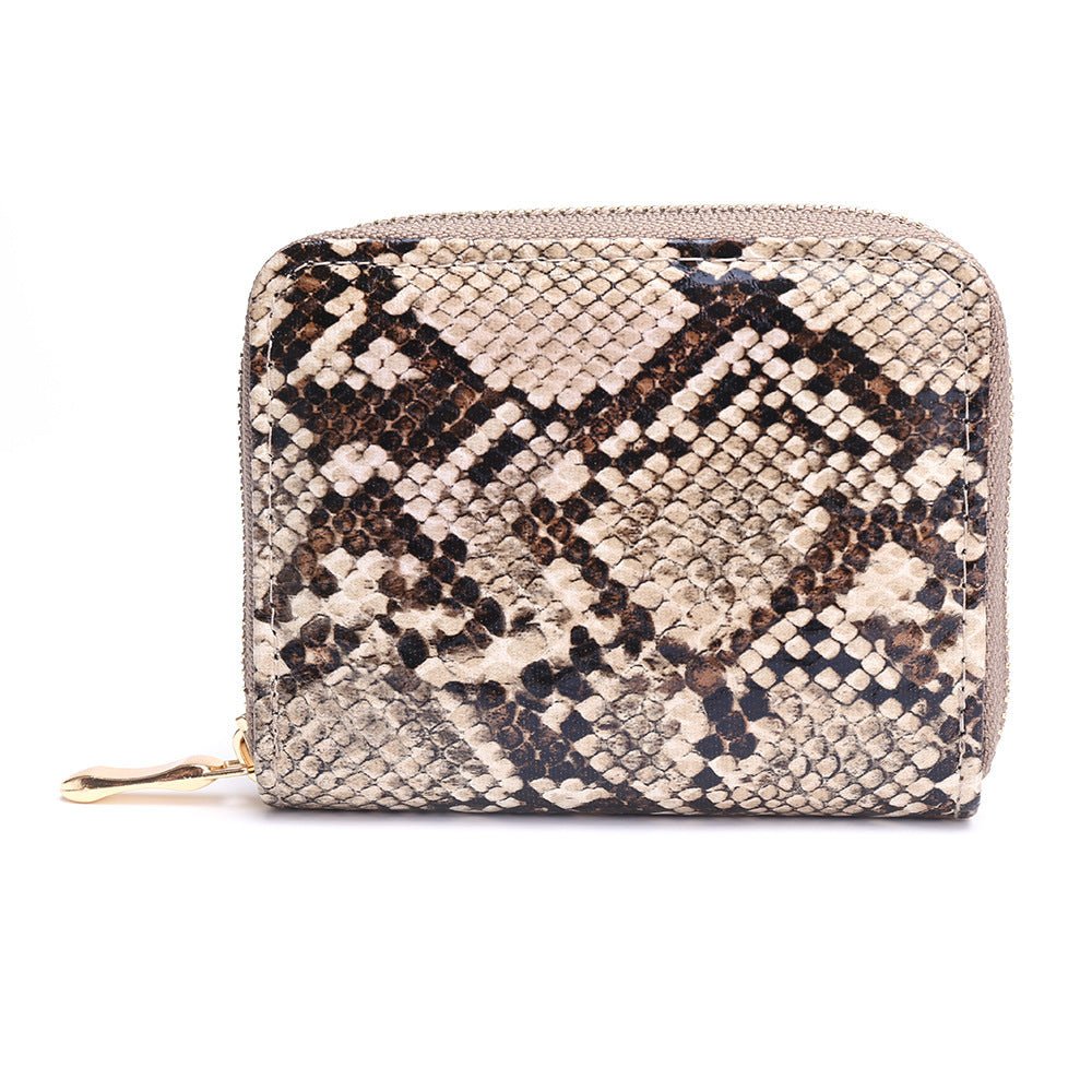 Snakeskin Wallet Women’s Zipper Coin Purse with Clutch Light Grey