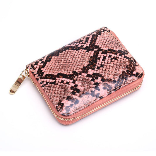 Snakeskin Wallet Women’s Zipper Coin Purse with Clutch Light Grey
