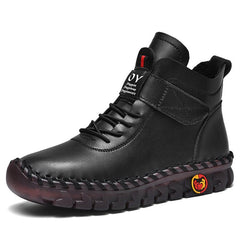 Snow Warm Lace - Up Plush Ankle Boots with Waterproof Black Cotton