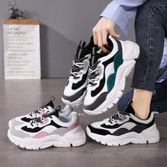 Soft Bottom High Elastic Thick Bottom Inner Layer Dad Shoes White And Black