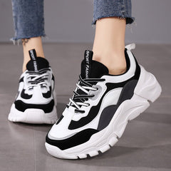 Soft Bottom High Elastic Thick Bottom Inner Layer Dad Shoes White And Black