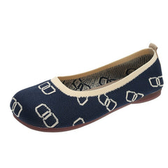 Soft Bottom Pumps Women's Knitted Woven Low - cut Flat Shoes Blue