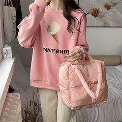 Soft Down Handheld Niche Linggetote Bag for Effortless Style and Comfort Pink