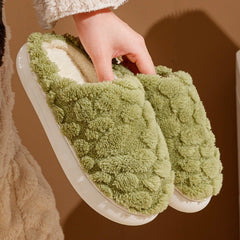 Soft Plush Slippers Women Men Cozy Fluffy Fleece House Shoes Beige