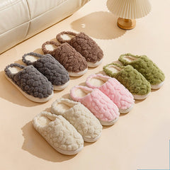 Soft Plush Slippers Women Men Cozy Fluffy Fleece House Shoes Beige