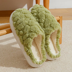 Soft Plush Slippers Women Men Cozy Fluffy Fleece House Shoes Green