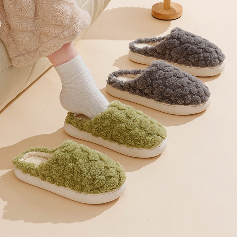 Soft Plush Slippers Women Men Cozy Fluffy Fleece House Shoes Beige