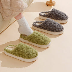 Soft Plush Slippers Women Men Cozy Fluffy Fleece House Shoes Beige