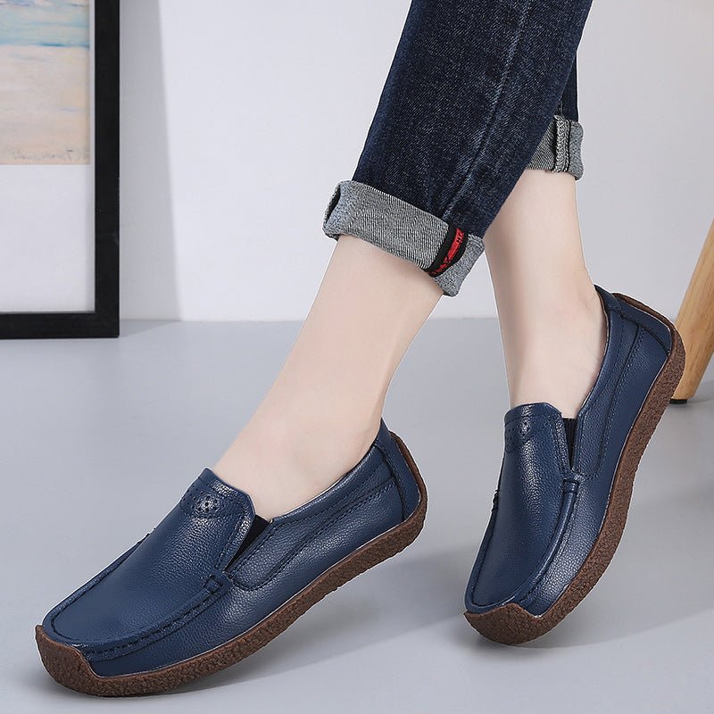 Soft & Secure: Non - Slip Cowhide Shoes for Women Blue