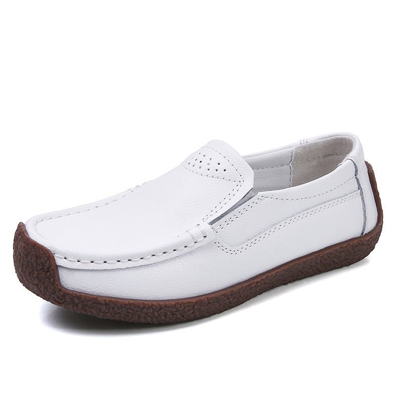 Soft & Secure: Non - Slip Cowhide Shoes for Women White