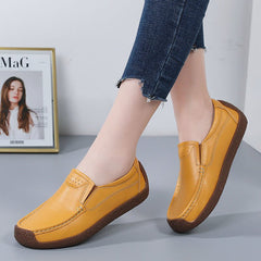 Soft & Secure: Non - Slip Cowhide Shoes for Women Yellow