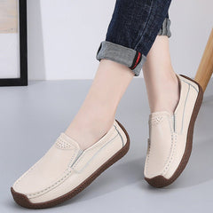 Soft & Secure: Non - Slip Cowhide Shoes for Women Beige