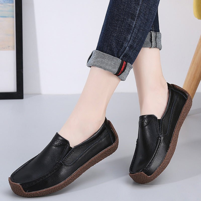 Soft & Secure: Non - Slip Cowhide Shoes for Women Black