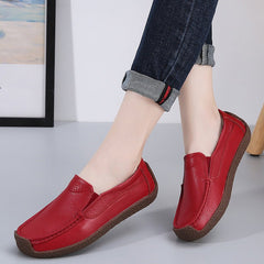 Soft & Secure: Non - Slip Cowhide Shoes for Women Red