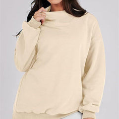 Solid Color Long Sleeve Pullover Top Ladies Apricot