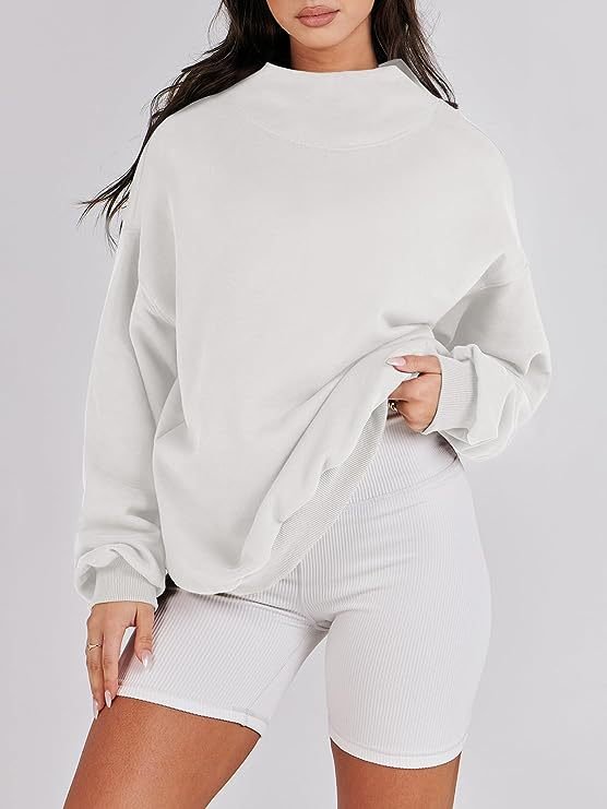 Solid Color Long Sleeve Pullover Top Ladies White