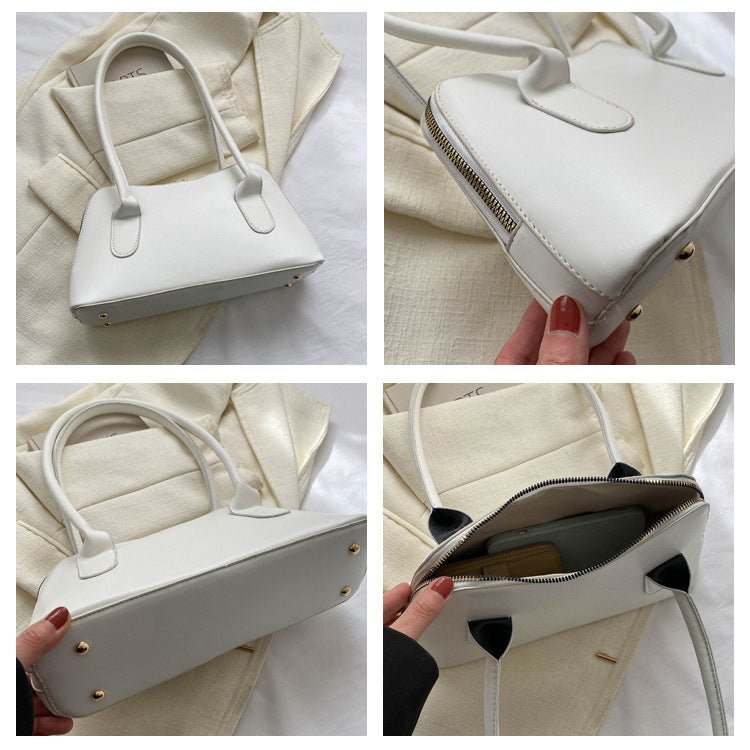 Solid Color Shoulder Underarm Small Square Bag White