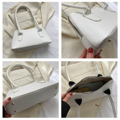 Solid Color Shoulder Underarm Small Square Bag White