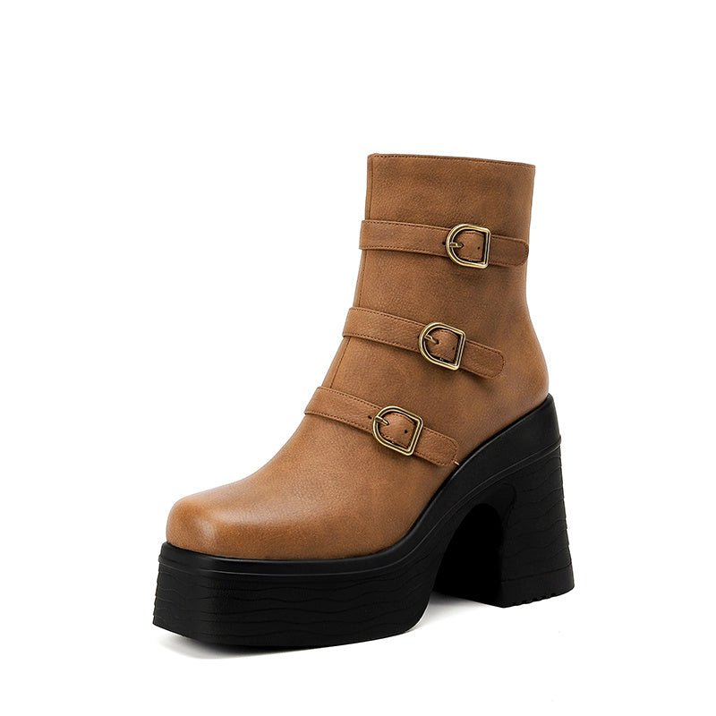 Spring and Autumn All - Match Single Boots Light Brown