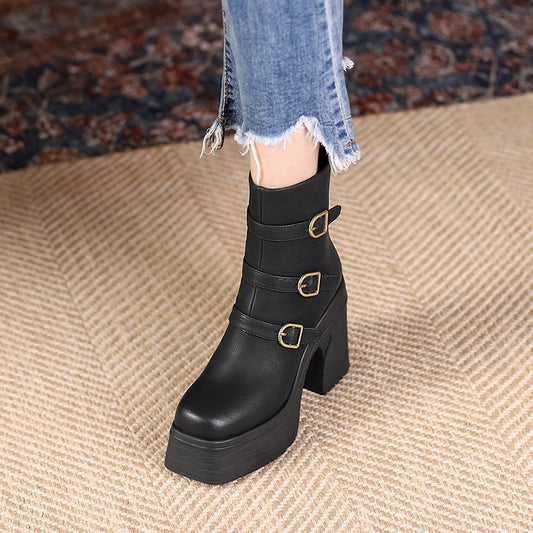 Spring and Autumn All - Match Single Boots Black