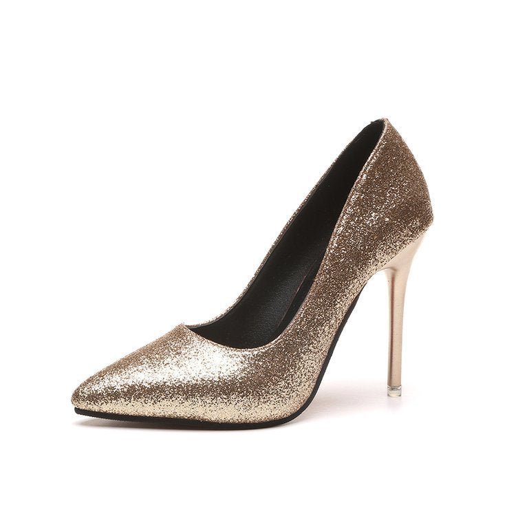Spring And Summer New High Heels Stiletto Heel Gold And Silver Color Formal Dress Bridesmaid Bridal Shoes Gold