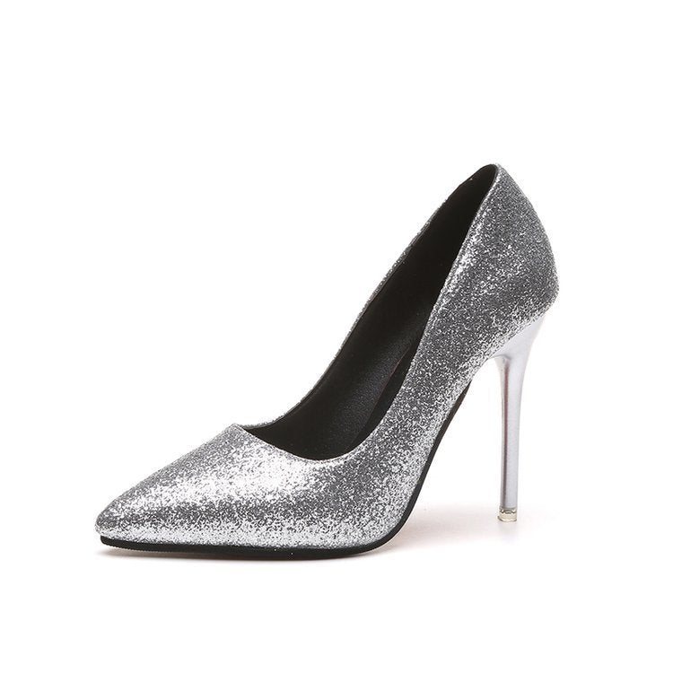Spring And Summer New High Heels Stiletto Heel Gold And Silver Color Formal Dress Bridesmaid Bridal Shoes Silver