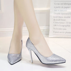 Spring And Summer New High Heels Stiletto Heel Gold And Silver Color Formal Dress Bridesmaid Bridal Shoes Silver