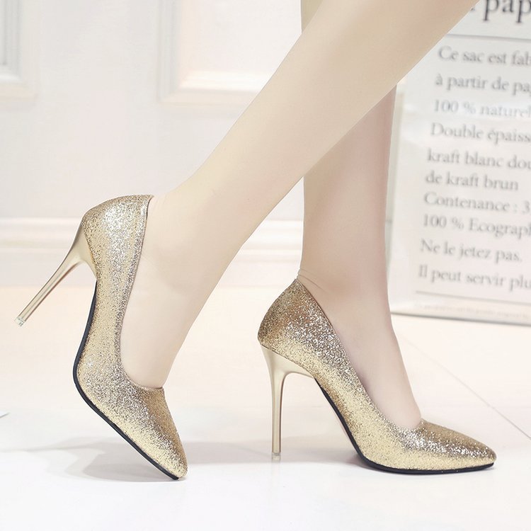 Spring And Summer New High Heels Stiletto Heel Gold And Silver Color Formal Dress Bridesmaid Bridal Shoes Silver