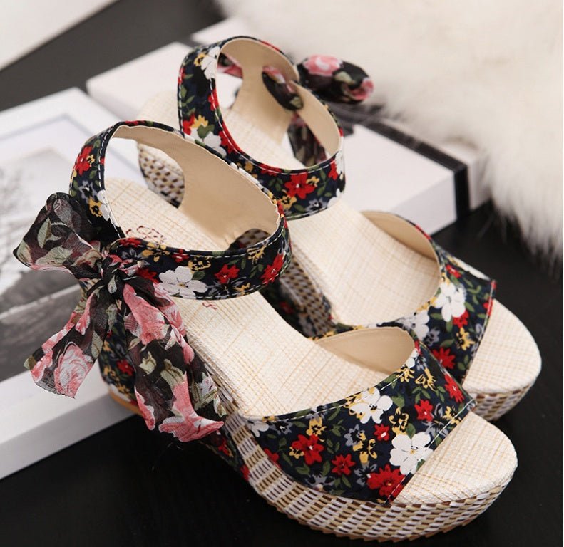 Spring & Summer Sexy Open - Toe Wedge Sandals – Black Women’s Sandals Black