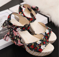 Spring & Summer Sexy Open - Toe Wedge Sandals – Black Women’s Sandals Black