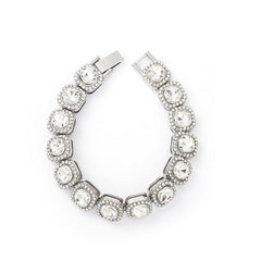 Square Rock Candy Chain Bracelet European and American Fashion Silver 7inch Bracelet 18cm
