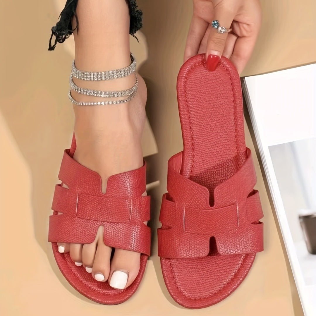 Square Toe Flat minimalist Sandals Summer Women Slides Footwear Red