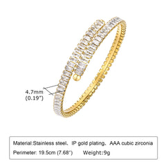 Square Zircon Elegance Women's Stainless Steel Fashion Bracelet Bracelet