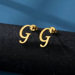 Stainless Steel Alphabet Letter Earrings - 26 English Letters G