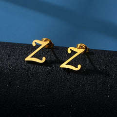 Stainless Steel Alphabet Letter Earrings - 26 English Letters Z