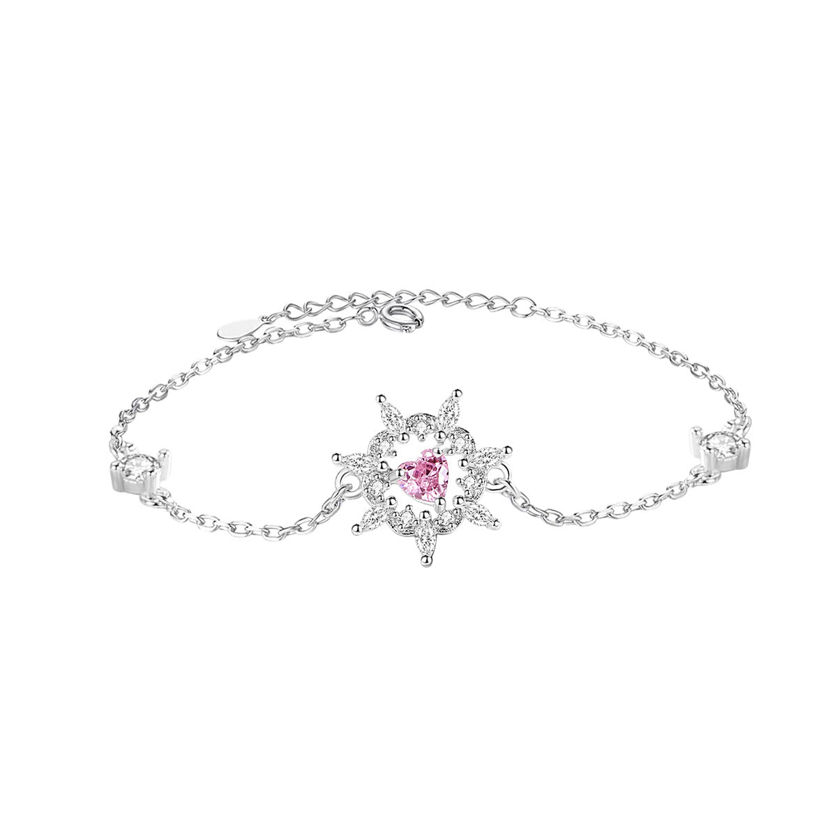 Sterling Silver SUNFLOWER Heart Bracelet: Women's High - grade Design SUNFLOWER Heart Bracelet