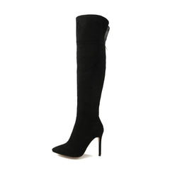 Stiletto Heel Pointed Toe Over The Knee Boots Gray