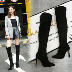 Stiletto Heel Pointed Toe Over The Knee Boots Brown