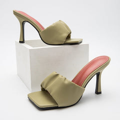Stiletto Heels And Sandals Fashion Color Outside Wearing Slippers For Women Green