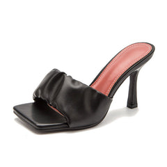 Stiletto Heels And Sandals Fashion Color Outside Wearing Slippers For Women Black