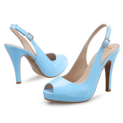 Stiletto high heel sandals female nude high heels Blue 10.5
