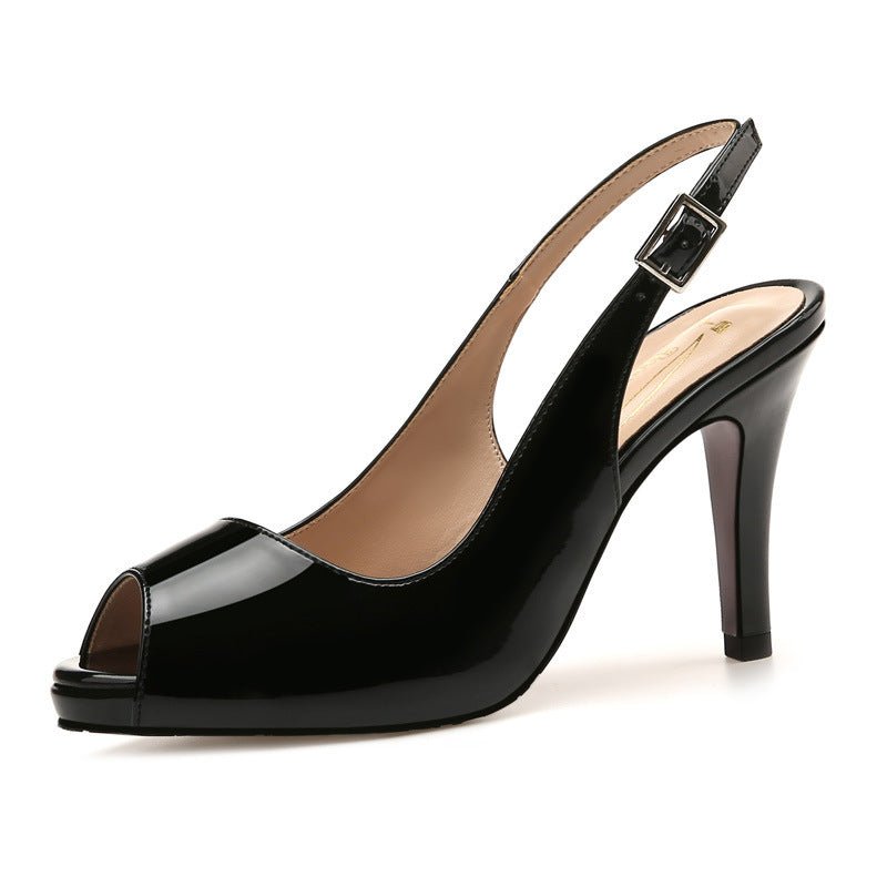Stiletto high heel sandals female nude high heels Black 6 cm