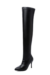 Stiletto High Heel Side Zipper Stretch Boots Black