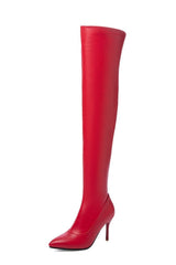 Stiletto High Heel Side Zipper Stretch Boots Red
