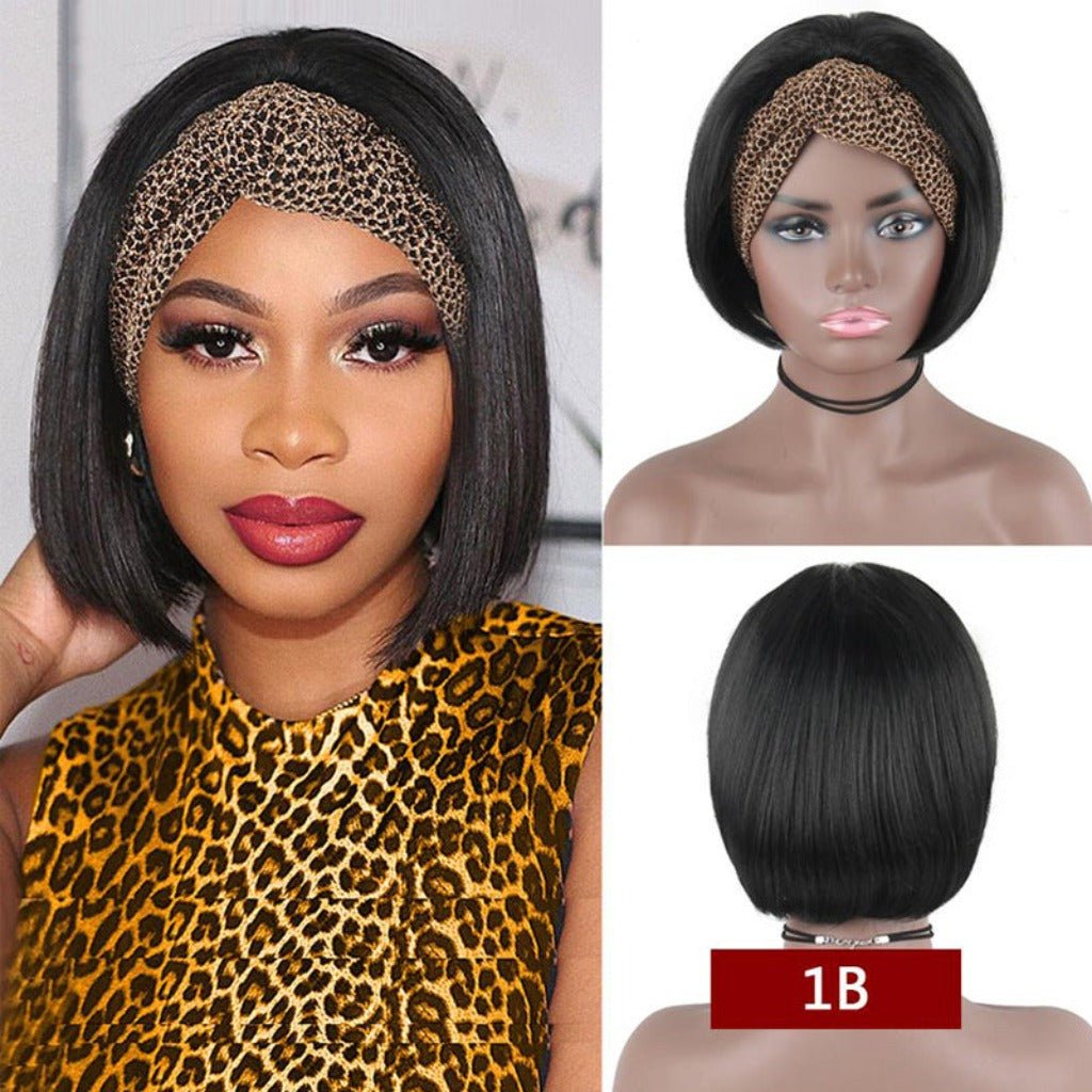 Straight Bob Human Hair Headband Wig Photo color