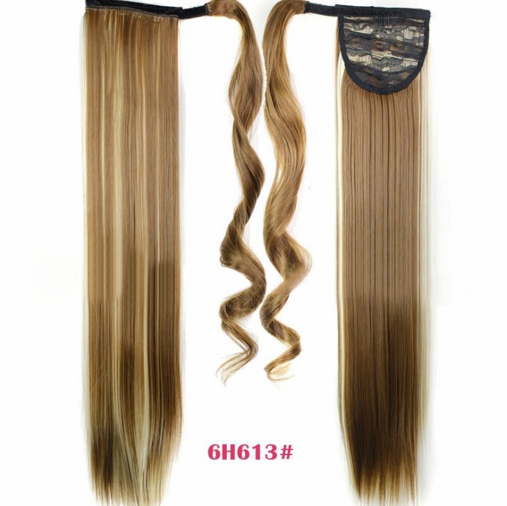 Straight Velcro Wig Ponytail Invisible Hair Extension 6H 613