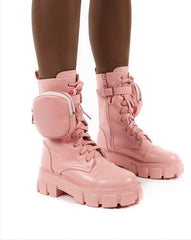 Strapping Purse with Thick Soled Boots Pink
