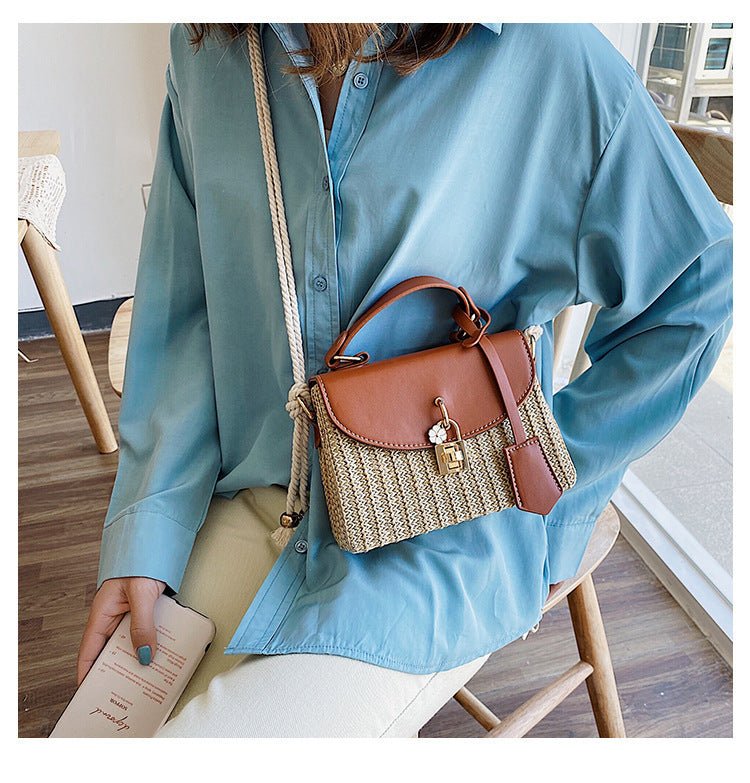 Straw Small Bag Handbags Popular New Trend Fashion Woven Messenger Bag Wild Shoulder Handbag Brown