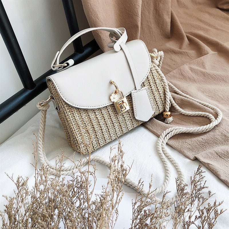 Straw Small Bag Handbags Popular New Trend Fashion Woven Messenger Bag Wild Shoulder Handbag Off white